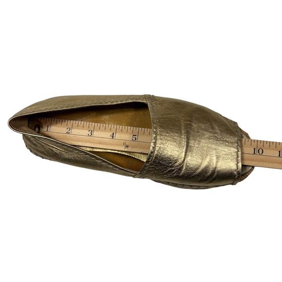 PRADA Gold Metallic Leather Espadrille Platform Loafer Slip On Shoes Size 9/9.5 - Picture 15 of 16